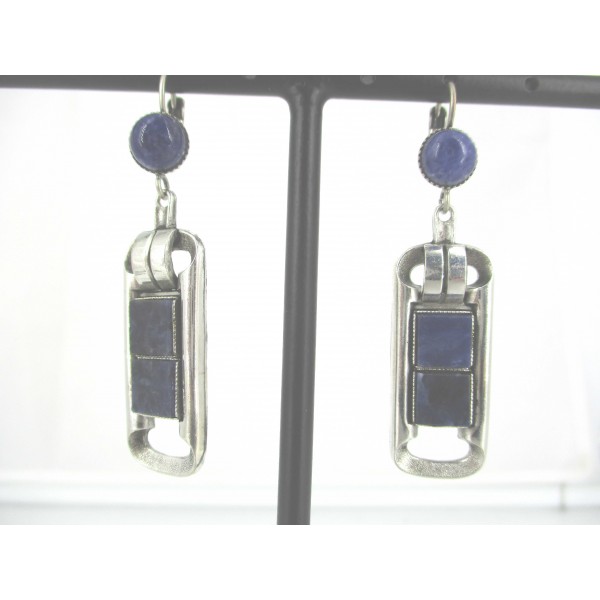 Boucles d'oreilles Art déco avec pierre de Lapis Lazuli