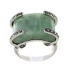 Bague Art déco Ovale en Argent avec Jade Vert