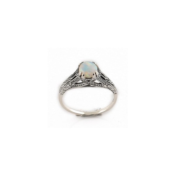 Bague Solitaire en Argent avec Opale de style année 20