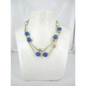 Collier Vintage avec pierres de Lapis Lazuli et Perles de Verre