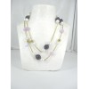 Collier Vintage avec Pierres Quartz Rose, Améthyste et Perles de Verre