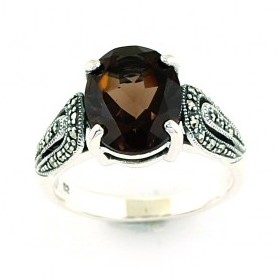 Bague Vintage avec Pierre de Quartz en Argent 925