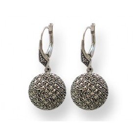 Boucles d'Oreilles Boules en Argent 925 et marcassites