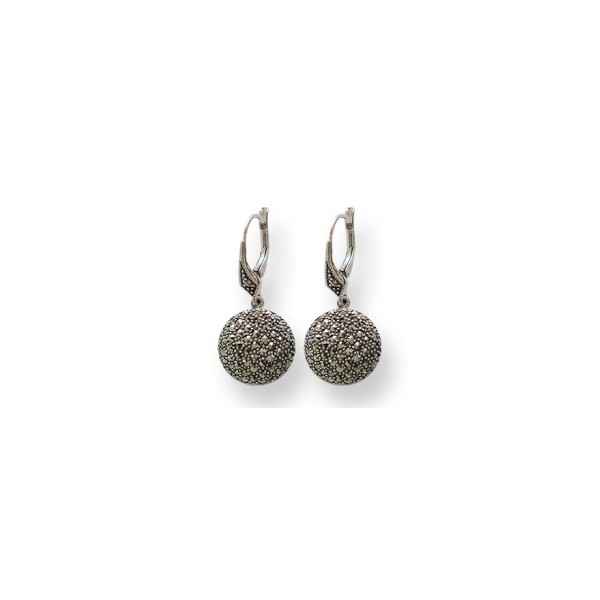 Boucles d'Oreilles Boules en Argent 925 et marcassites