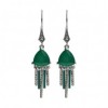 Boucles d'Oreilles Pampilles Art déco en Argent avec Agate