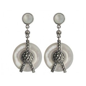 Boucles d'oreilles Vintage Ronde en Argent et Nacre