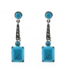 Boucles d'Oreilles Pendantes rétro en Argent et Turquoise