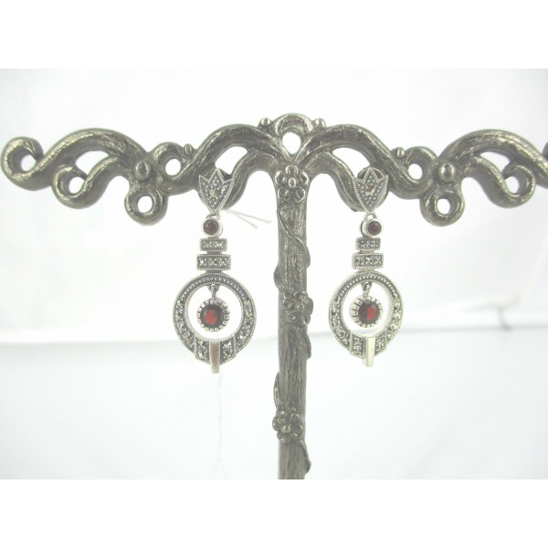 Boucles d'Oreilles en Argent et Grenat