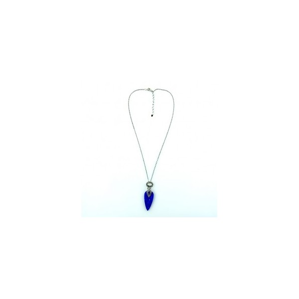 Collier Long Vintage en argent avec pendentif en Lapis Lazuli