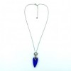 Collier Long Vintage en argent avec pendentif en Lapis Lazuli