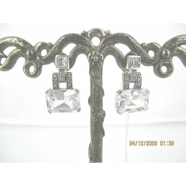 Boucles d'oreilles Vintage en argent et Zirconium