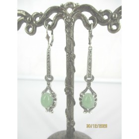 Boucles d'oreilles pendantes en Argent et Jade