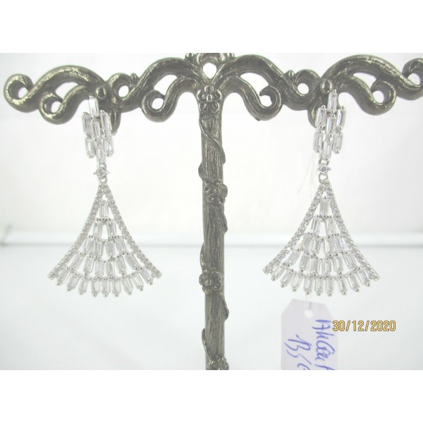 Boucles d'Oreilles Art déco Triangles en Argent et Zirconium