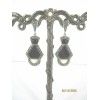 Boucles d'Oreilles Vintage en Argent avec Onyx et Nacre