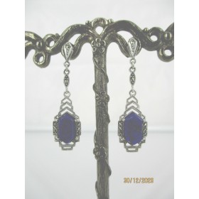 Boucles d'oreilles Rétro en Argent 925 et Lapis Lazuli