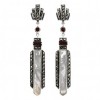 Boucles d'oreilles Pendantes anciennes en Argent avec nacre et Grenat