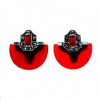 Boucles d'Oreilles Rouges Vintage en Argent et Grenat