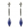 Boucles d'oreilles anciennes pendantes en Argent et Lapis Lazuli