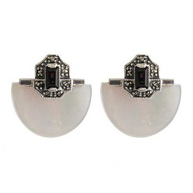 Boucles d'oreilles Art déco en Argent avec nacre et grenat