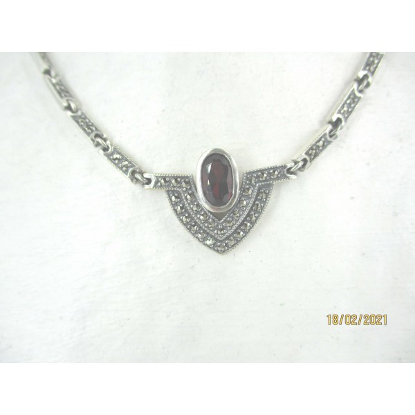 Collier Art Déco en Argent et Grenat