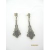Boucles d'Oreilles Art Déco en Argent et Quartz