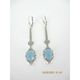 Boucles d'Oreilles en Argent et Calcdoine