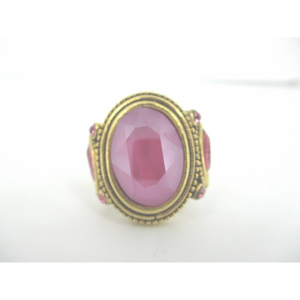 Bague Vintage en Plaqué Or et Cristal
