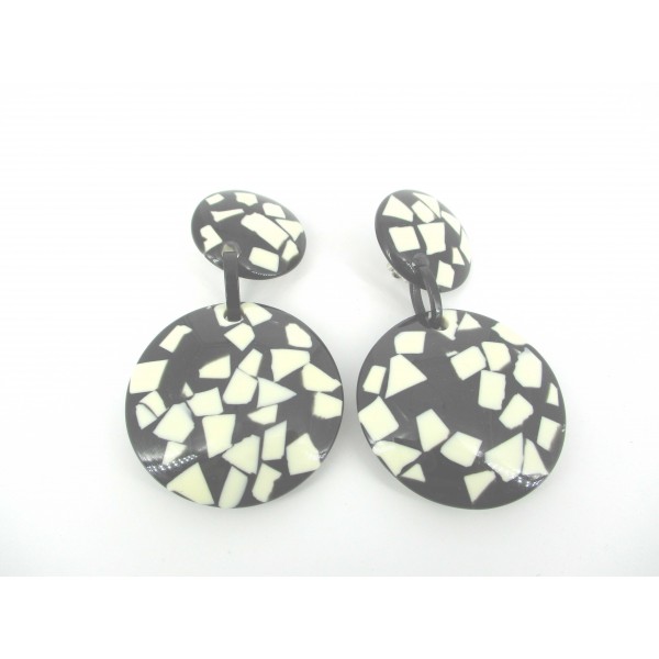 Boucles d'Oreilles à Clips Pendantes Vintage en résine