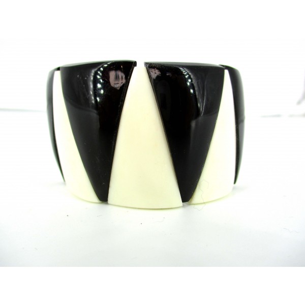 Bracelet vintage en laiton et nacre noire - Ma valise en carton