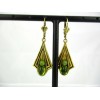 Boucles d'Oreilles Dorées Pendantes Serties d'Aventurines