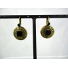 Boucles d'Oreilles Vintage dorées avec Onyx Noir