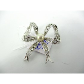 Broche Vintage en Argent avec Strass et Perle