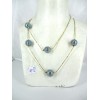 Collier Boule Long Vintage en émail Gris