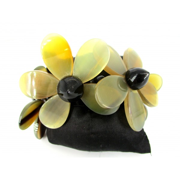 Bracelet Manchette Vintage en Fleurs de Résine