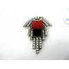 Broche Art Déco avec Pierres de Cornaline et Onyx
