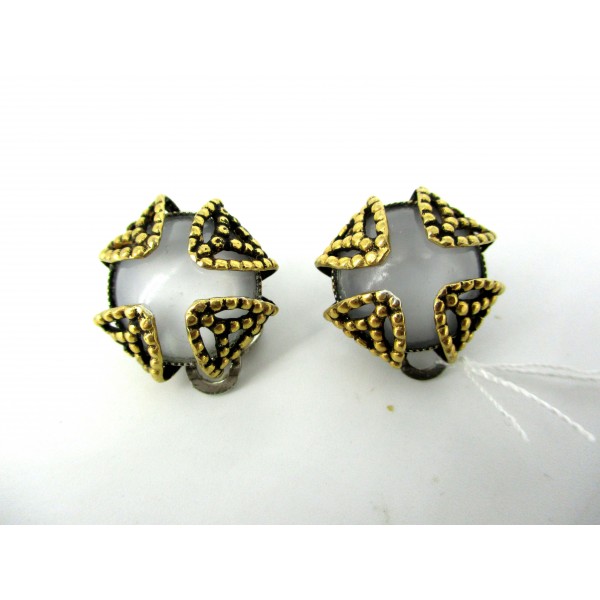 Boucles d'Oreilles Vintage à Clips en Nacre