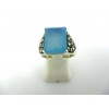 Bague Vintage en Argent et Jaspe Bleue