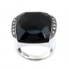 Bague Vintage à Facettes en Argent et Onyx Noire