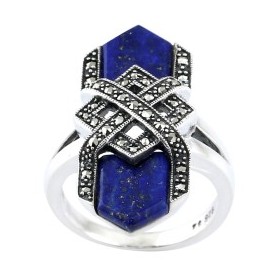 Bague Art Déco en Argent et Lapis Lazuli