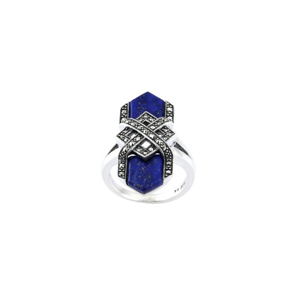 Bague Art Déco en Argent et Lapis Lazuli