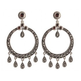 Boucles d'Oreilles en Argent avec Grenats