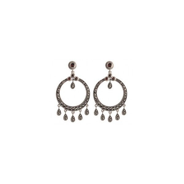 Boucles d'Oreilles en Argent avec Grenats