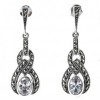 Boucles d'Oreilles Pendantes en Argent et Zirconium