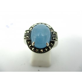 Bague Vintage Cabochon en Argent et Topaze