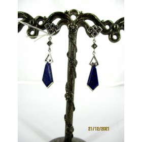 Boucles d'Oreilles Art déco en Argent et Lapis Lazuli