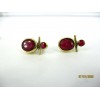Boucles d'oreilles vintage en laiton et rubis