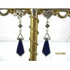 Boucles d' Oreilles Art Déco en Argent 925 avec pierre Lapis Lazuli