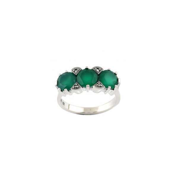 Bague Ancienne Trilogie avec Agate Verte