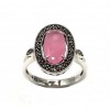 Bague Vintage en Argent avec Pierre de jade Rose