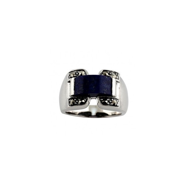 Bague TAnk Vintage en Argent avec Lapis Lazuli